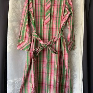 Stretch cotton poplin shirtdress with removable belt